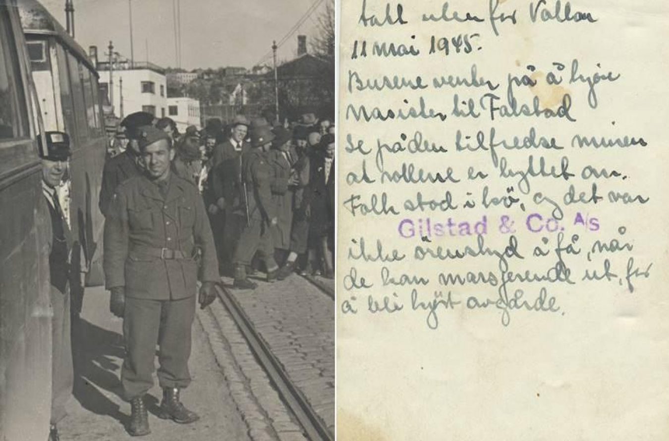 Outside the Vollan County Prison in May 1945